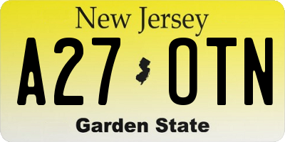 NJ license plate A27OTN