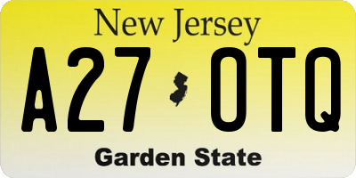 NJ license plate A27OTQ
