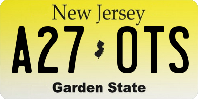 NJ license plate A27OTS