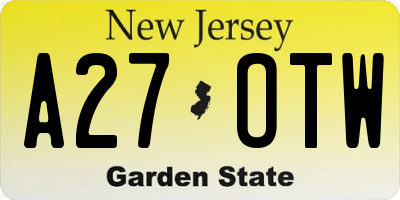 NJ license plate A27OTW