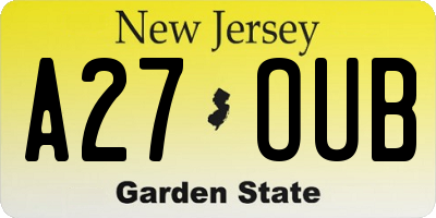 NJ license plate A27OUB