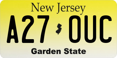 NJ license plate A27OUC