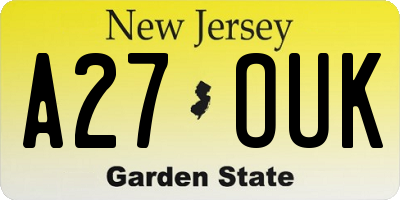 NJ license plate A27OUK