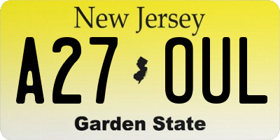 NJ license plate A27OUL