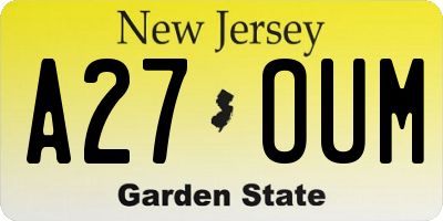 NJ license plate A27OUM