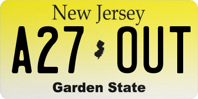 NJ license plate A27OUT
