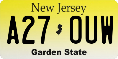 NJ license plate A27OUW