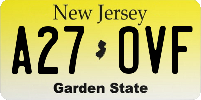 NJ license plate A27OVF