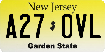 NJ license plate A27OVL
