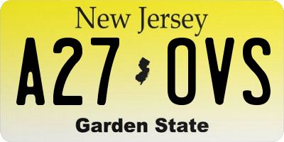 NJ license plate A27OVS