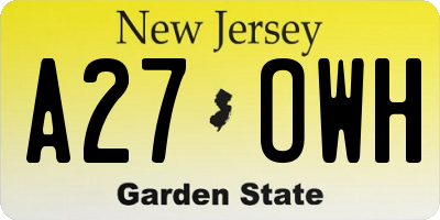 NJ license plate A27OWH