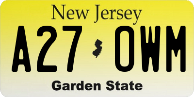 NJ license plate A27OWM