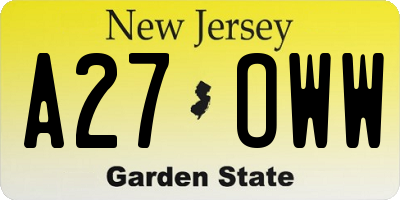 NJ license plate A27OWW
