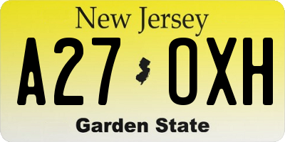 NJ license plate A27OXH