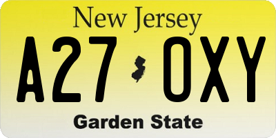 NJ license plate A27OXY