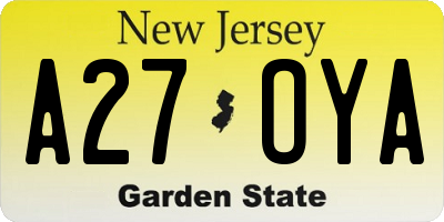 NJ license plate A27OYA