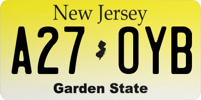 NJ license plate A27OYB