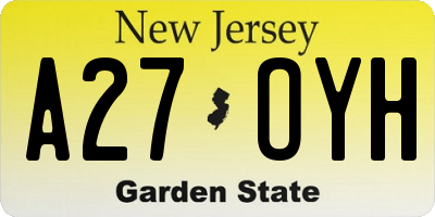 NJ license plate A27OYH
