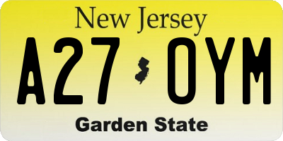 NJ license plate A27OYM