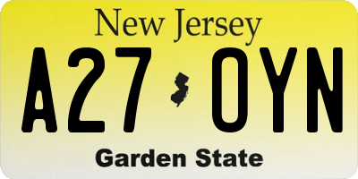 NJ license plate A27OYN