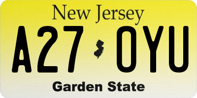NJ license plate A27OYU