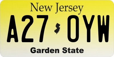 NJ license plate A27OYW