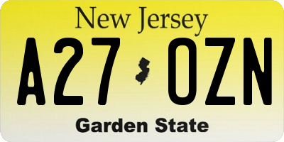 NJ license plate A27OZN
