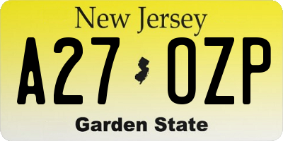 NJ license plate A27OZP