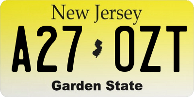 NJ license plate A27OZT