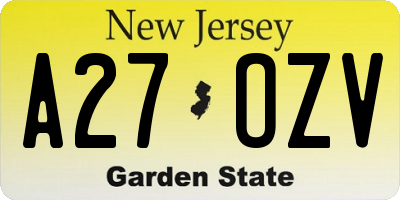 NJ license plate A27OZV