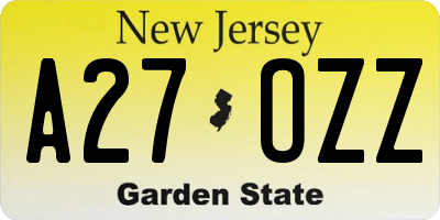 NJ license plate A27OZZ