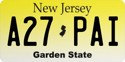 NJ license plate A27PAI