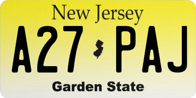NJ license plate A27PAJ