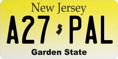 NJ license plate A27PAL