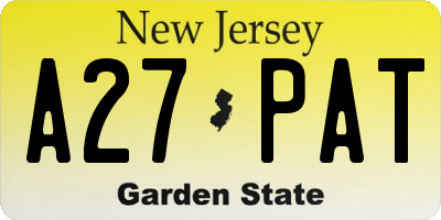NJ license plate A27PAT