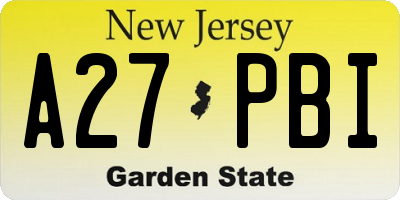 NJ license plate A27PBI