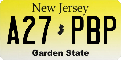 NJ license plate A27PBP