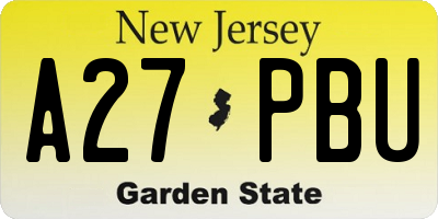 NJ license plate A27PBU