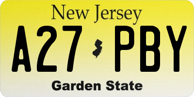 NJ license plate A27PBY