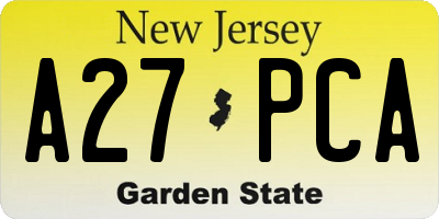 NJ license plate A27PCA
