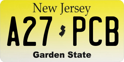 NJ license plate A27PCB