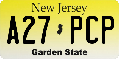NJ license plate A27PCP