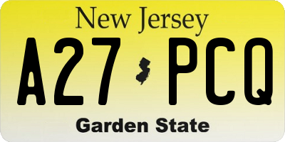 NJ license plate A27PCQ