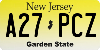NJ license plate A27PCZ