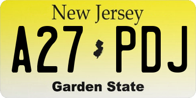 NJ license plate A27PDJ
