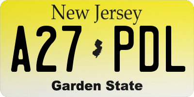 NJ license plate A27PDL