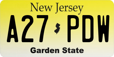 NJ license plate A27PDW