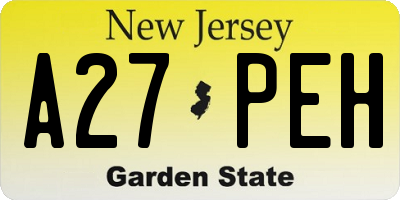 NJ license plate A27PEH