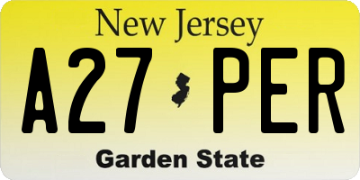 NJ license plate A27PER