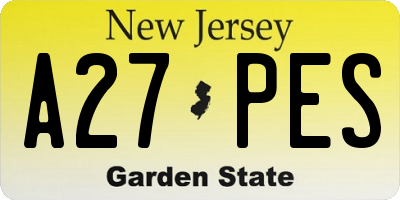 NJ license plate A27PES
